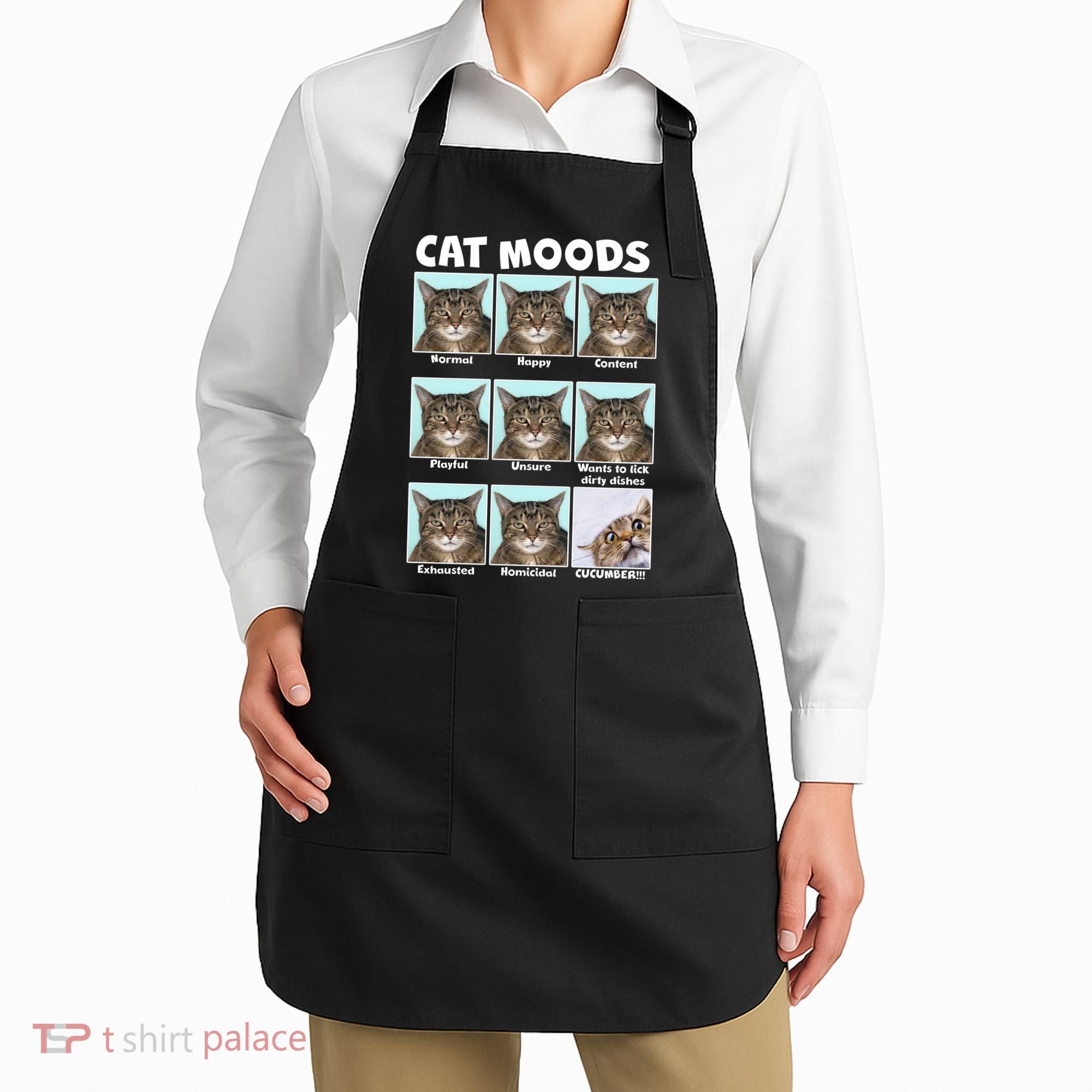 Cat Moods Funny Meme Apron
