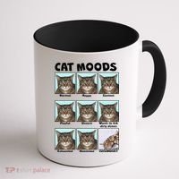 Cat Moods Funny Meme Coffee Mug thumb 1