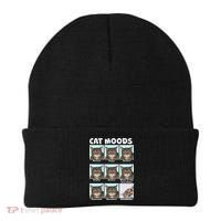 Cat Moods Funny Meme Beanie thumb 0