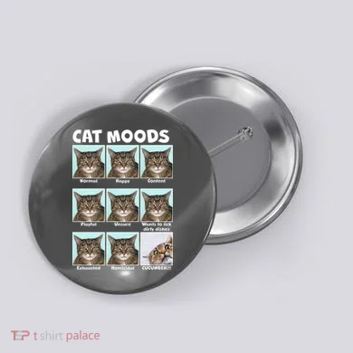 Cat Moods Funny Meme Button