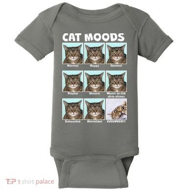Cat Moods Funny Meme Baby Bodysuit