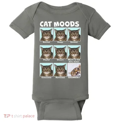 Cat Moods Funny Meme Baby Bodysuit