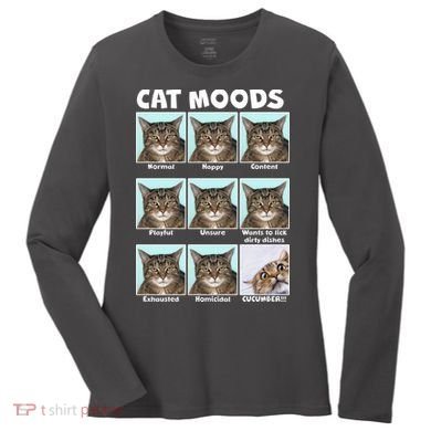 Cat Moods Funny Meme Women's Long Sleeve Shirt