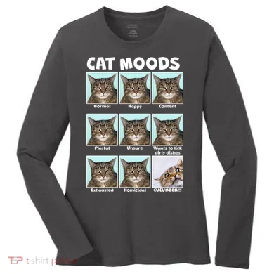 Cat Moods Funny Meme Women's Long Sleeve Shirt