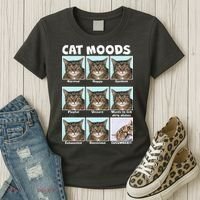 Cat Moods Funny Meme Women's T-Shirt thumb 3