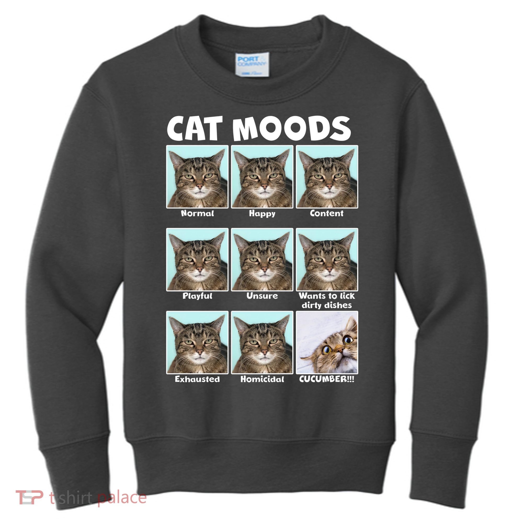 Cat Moods Funny Meme Kids Sweatshirt