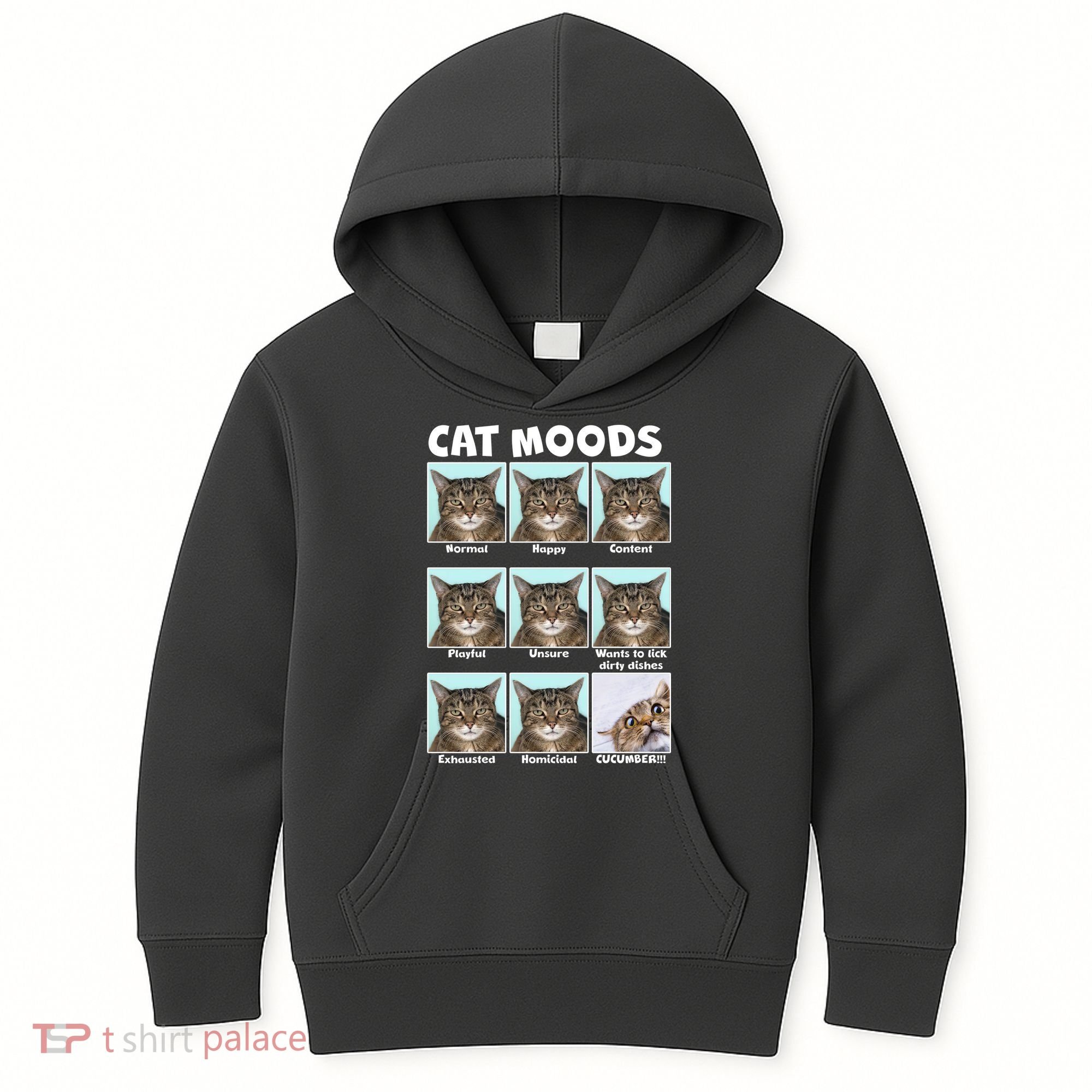 Cat Moods Funny Meme Kids Hoodie