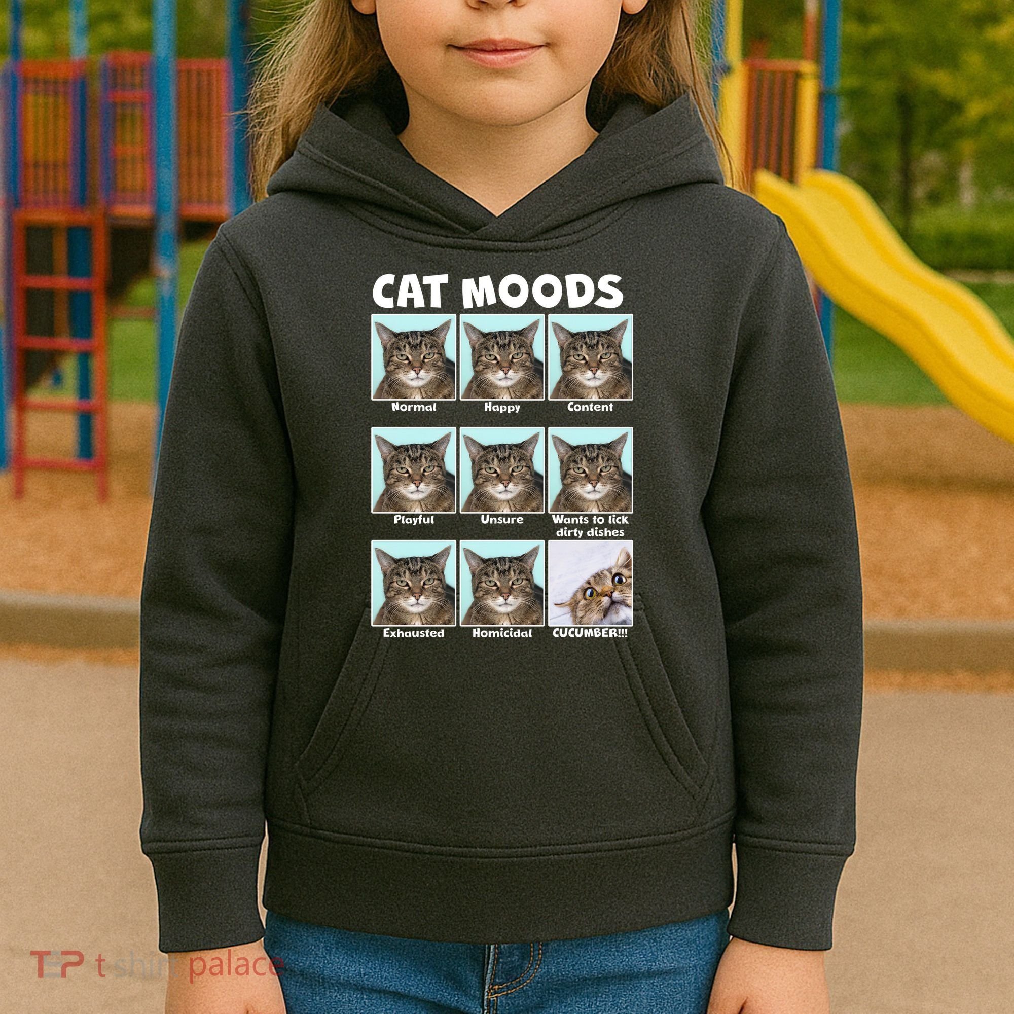 Cat Moods Funny Meme Kids Hoodie