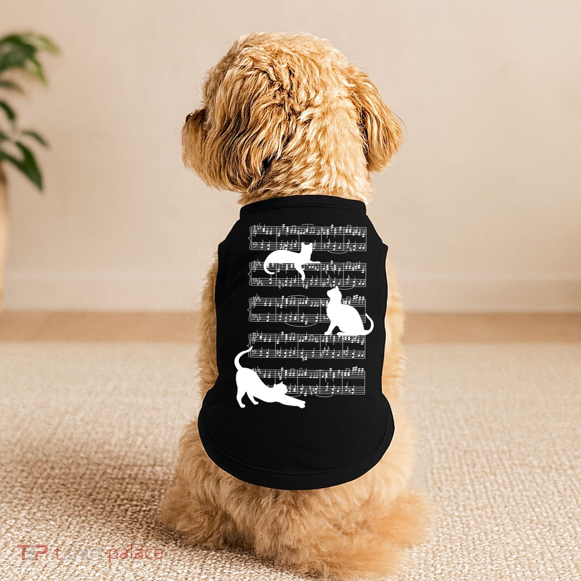Cat Music Note Sheet Doggie Tank