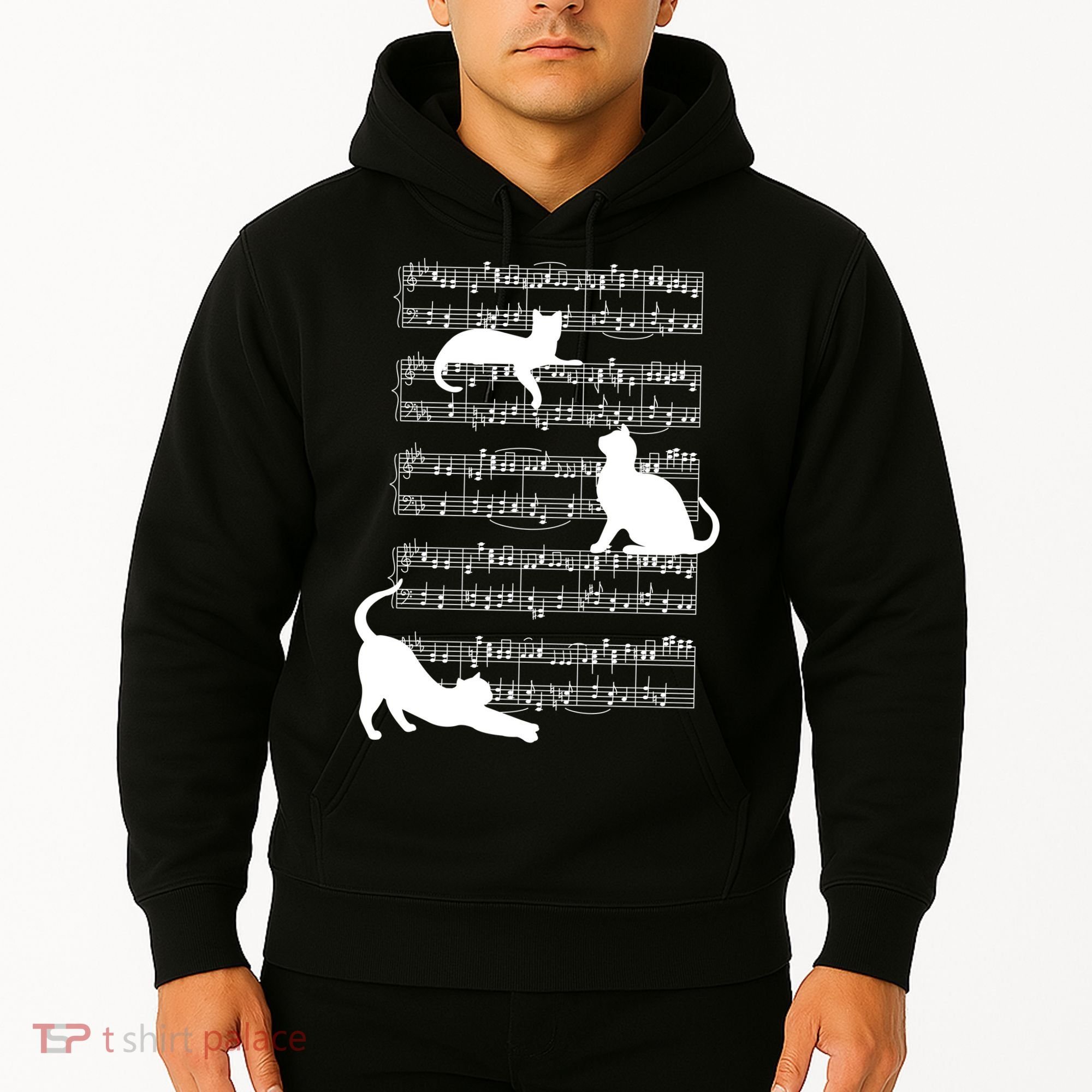 Cat Music Note Sheet Hoodie