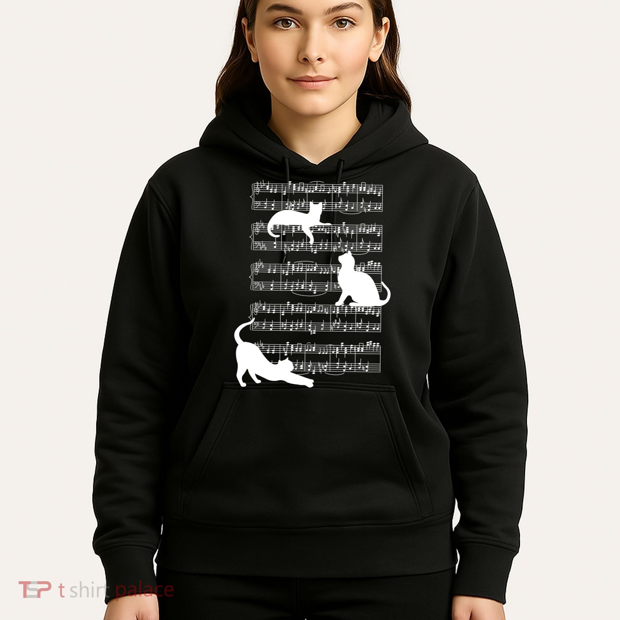 Cat Music Note Sheet Hoodie