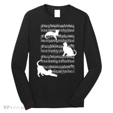 Cat Music Note Sheet Long Sleeve Shirt