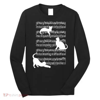 Cat Music Note Sheet Long Sleeve Shirt