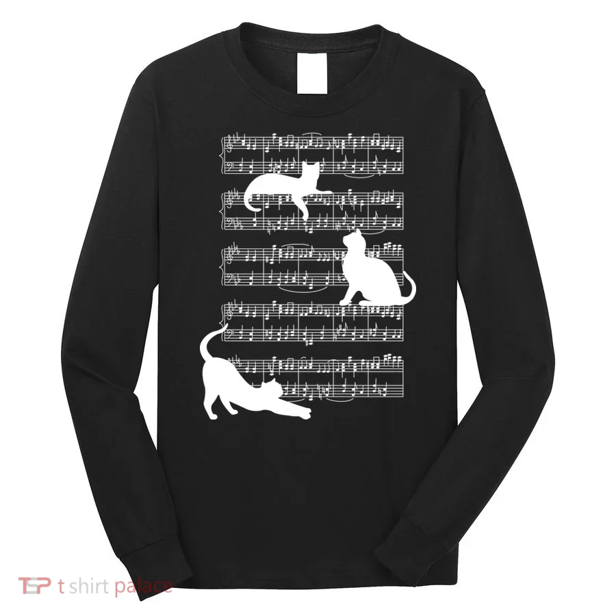 Cat Music Note Sheet Long Sleeve Shirt