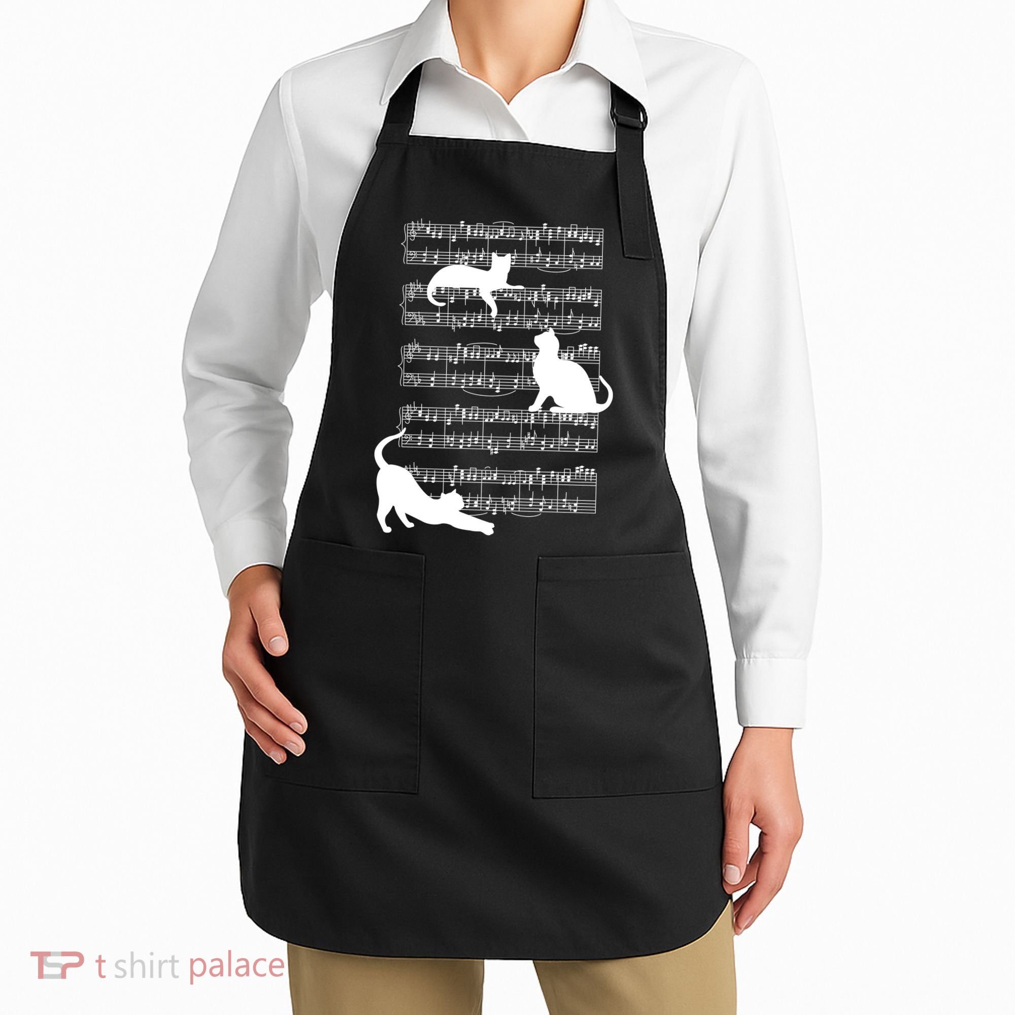 Cat Music Note Sheet Apron