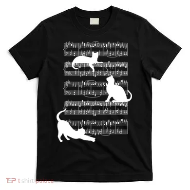 Cat Music Note Sheet T-Shirt