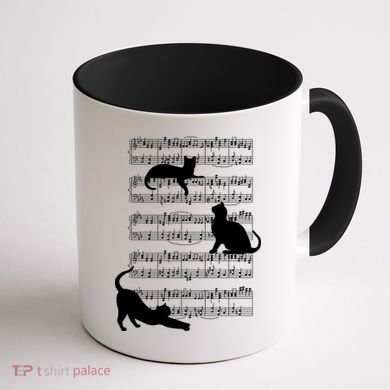Cat Music Note Sheet Coffee Mug back