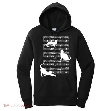 Cat Music Note Sheet Women's Hoodie