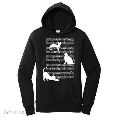 Cat Music Note Sheet Women's Hoodie