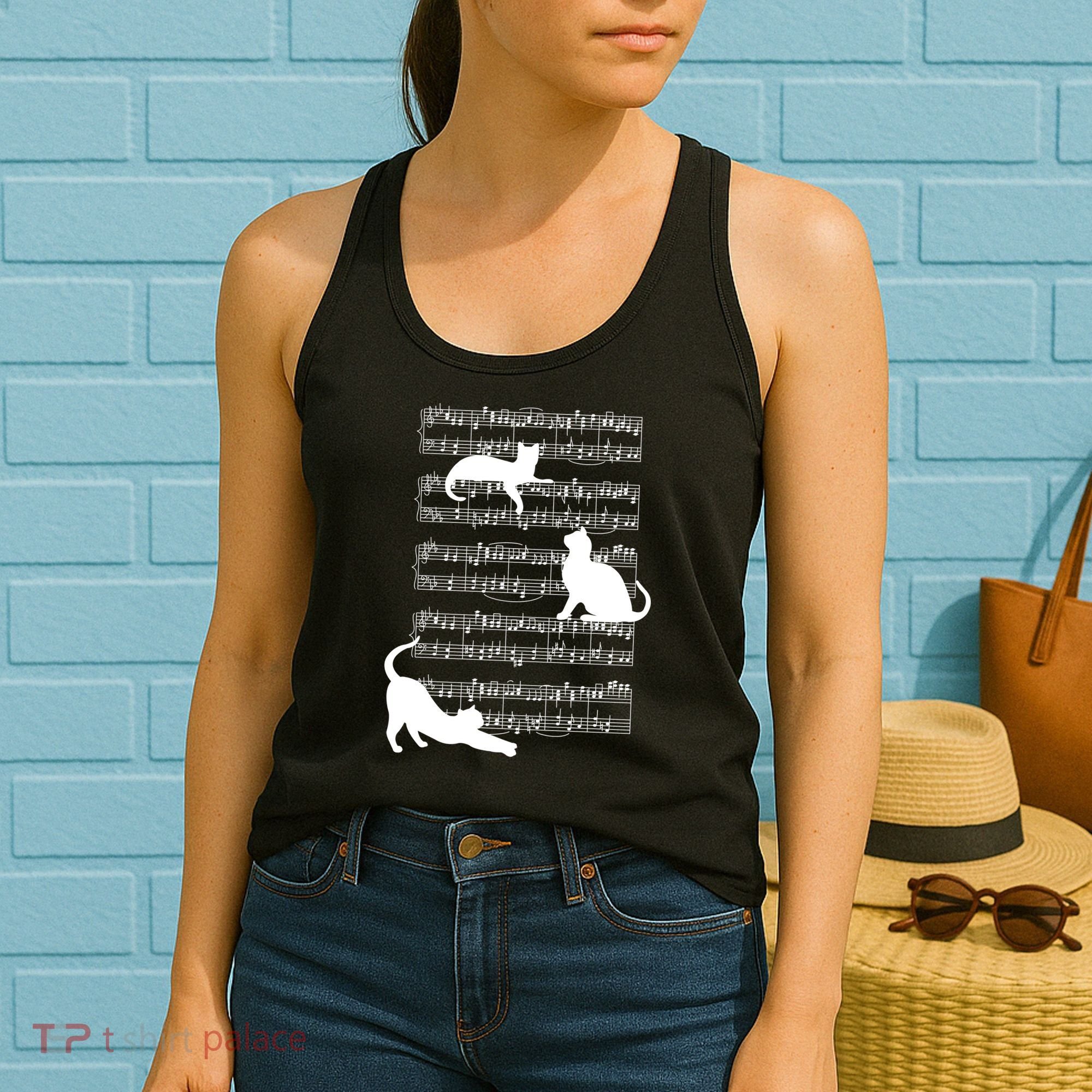 Cat Music Note Sheet Women's Tank Top