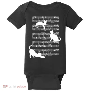 Cat Music Note Sheet Baby Bodysuit