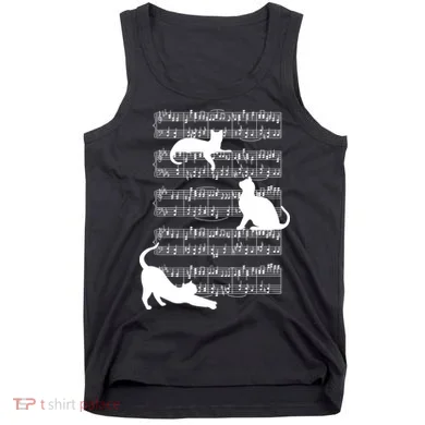 Cat Music Note Sheet Tank Top