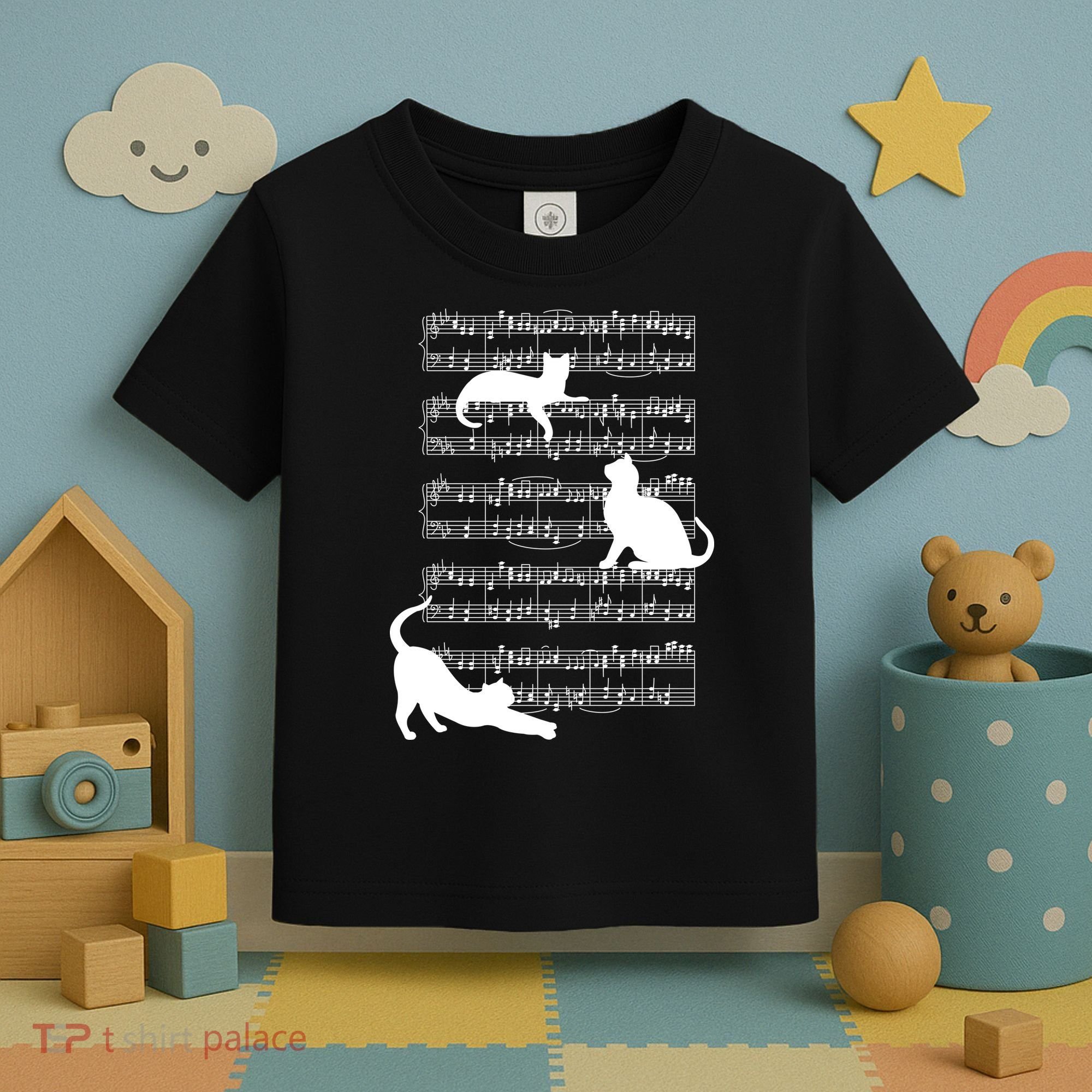 Cat Music Note Sheet Toddler T-Shirt