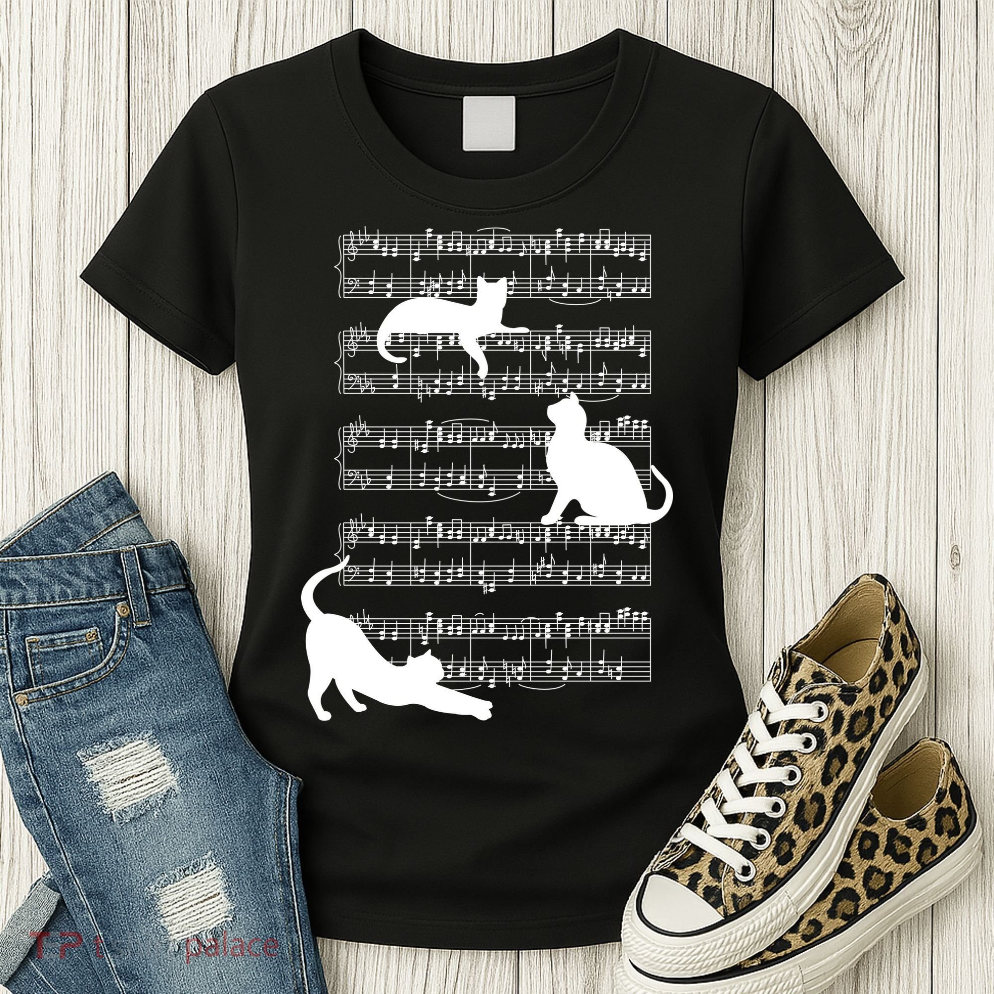 Cat Music Note Sheet Women's T-Shirt