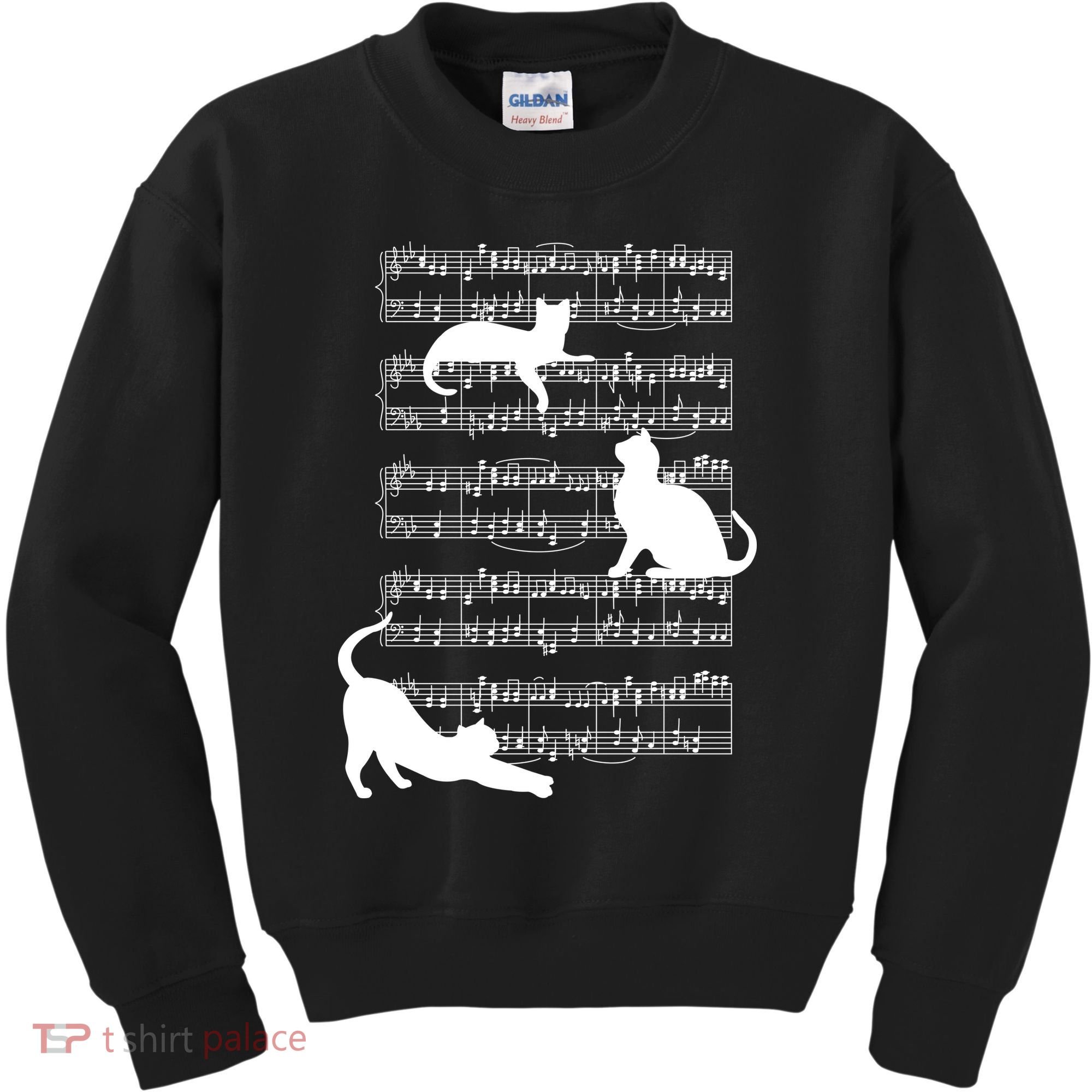 Cat Music Note Sheet Kids Sweatshirt