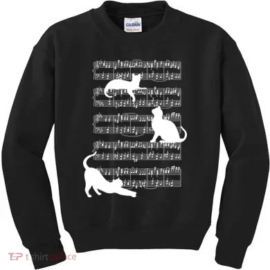 Cat Music Note Sheet Kids Sweatshirt