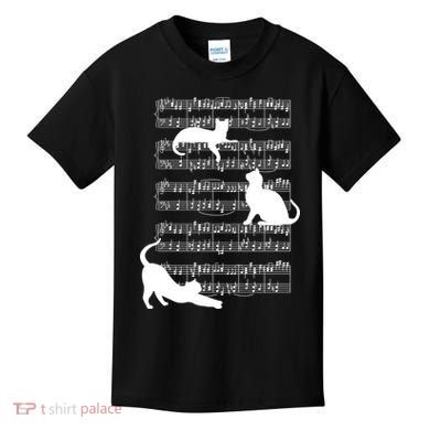 Cat Music Note Sheet Kids T-Shirt