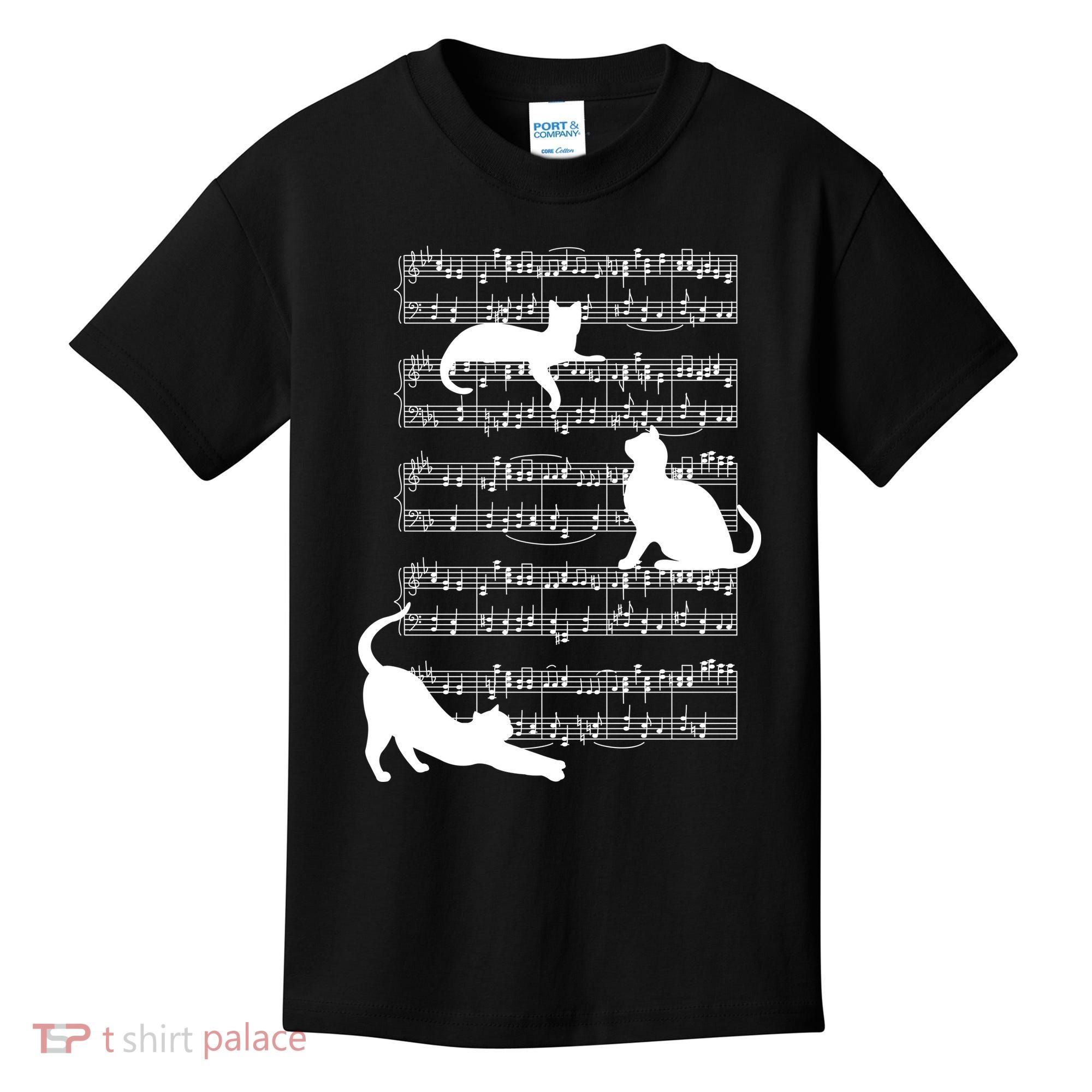 Cat Music Note Sheet Kids T-Shirt