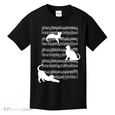 Cat Music Note Sheet Kids T-Shirt