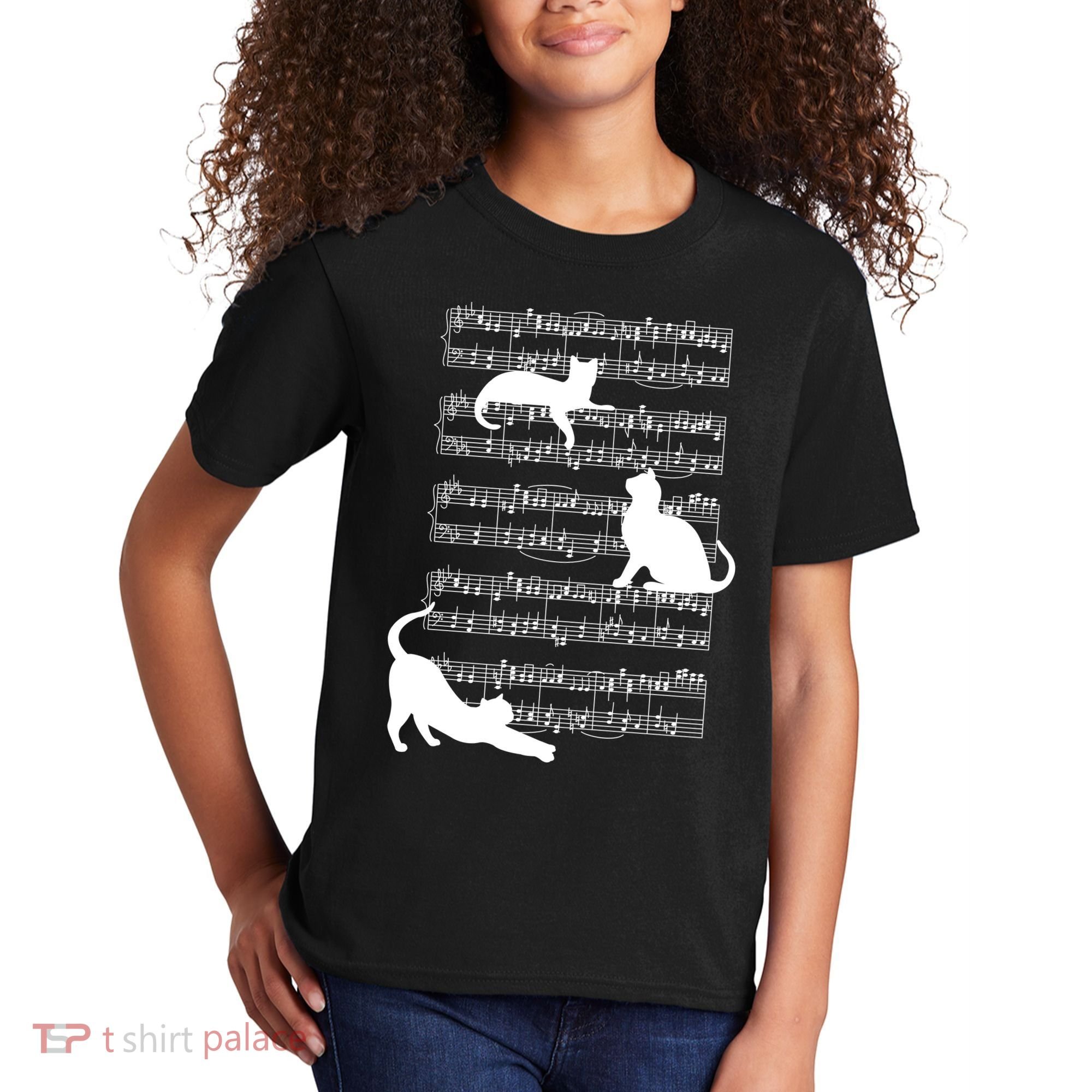 Cat Music Note Sheet Kids T-Shirt
