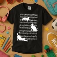 Cat Music Note Sheet Kids T-Shirt thumb 3