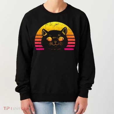 Cat Retro Sunset Women's Sweatshirt