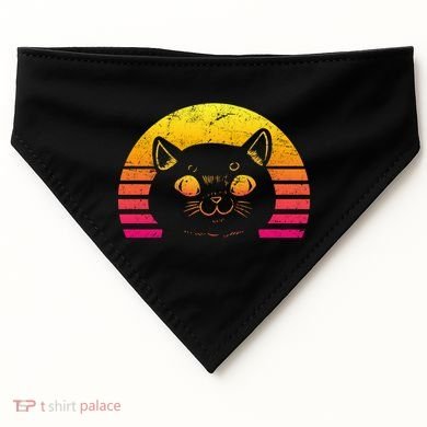 Cat Retro Sunset USA-Made Doggie Bandana