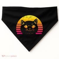 Cat Retro Sunset USA-Made Doggie Bandana thumb 0