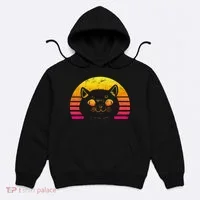 Cat Retro Sunset Hoodie thumb 0