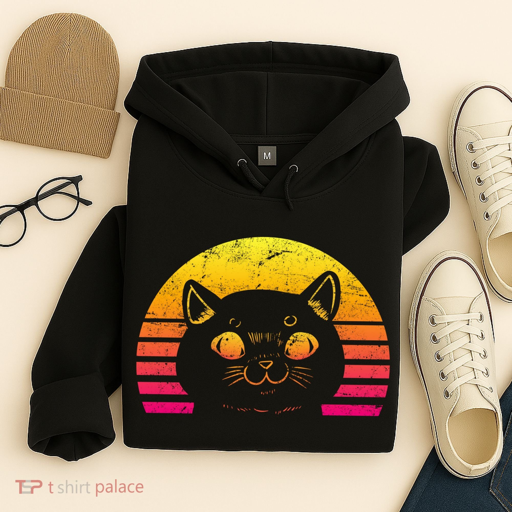 Cat Retro Sunset Hoodie