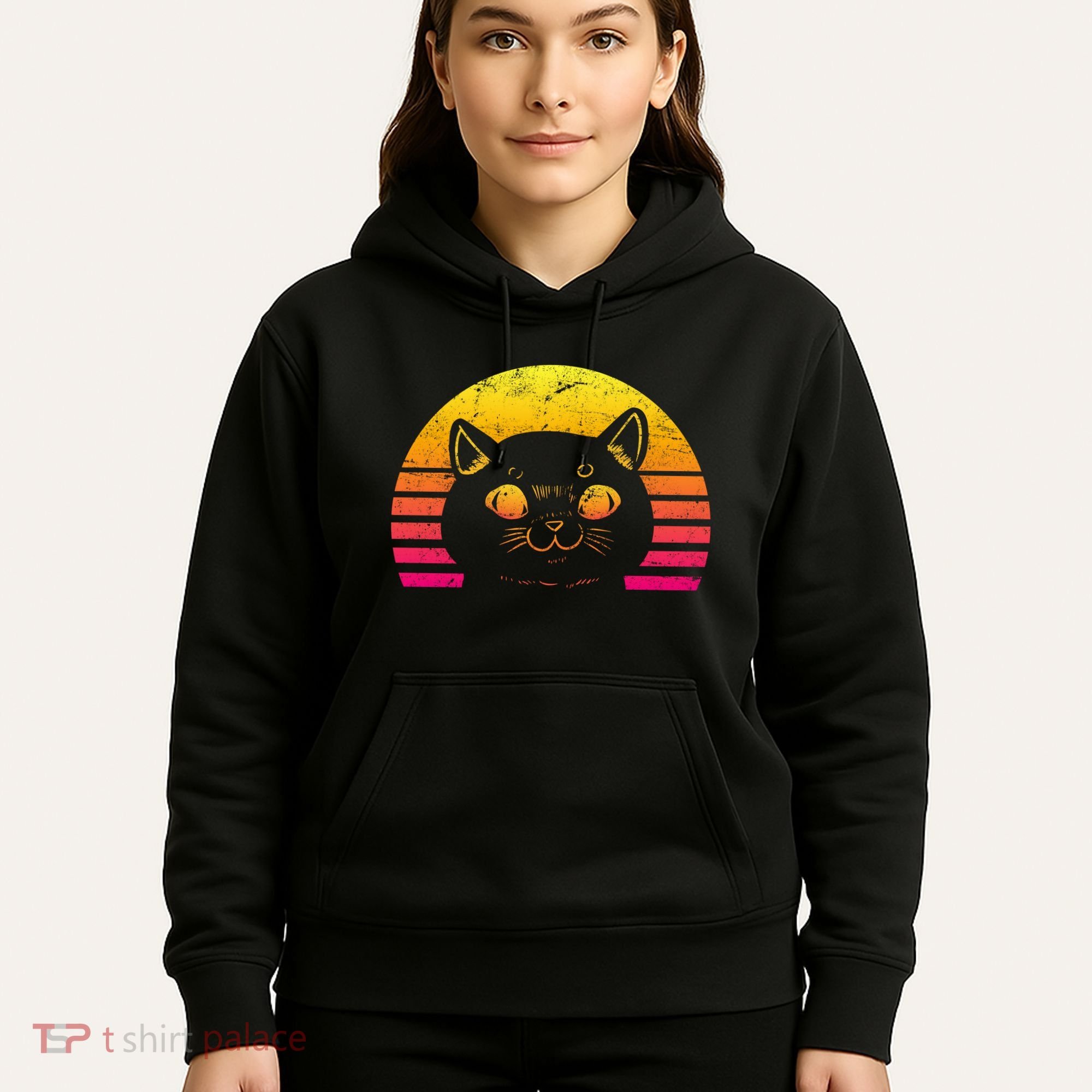 Cat Retro Sunset Hoodie
