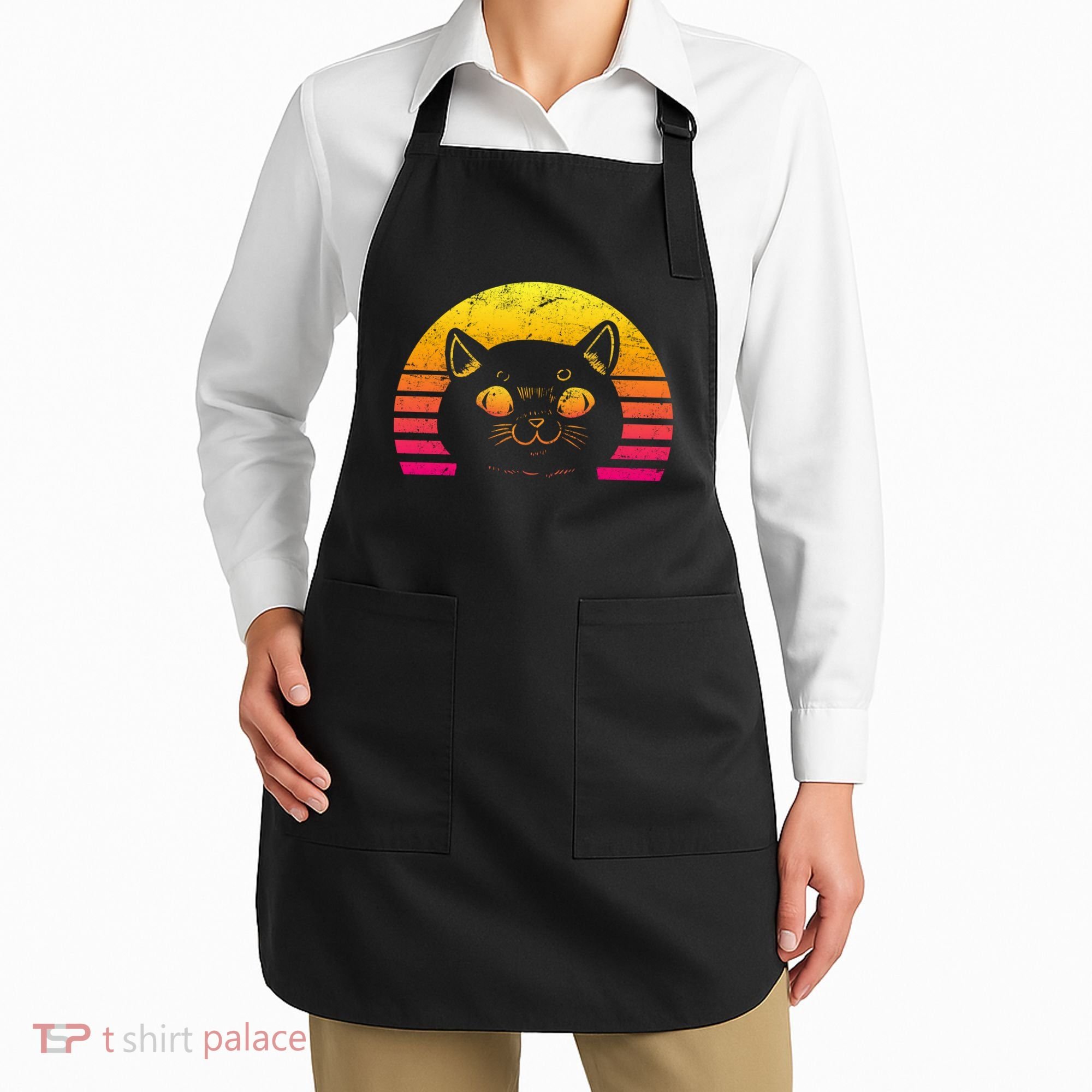 Cat Retro Sunset Apron