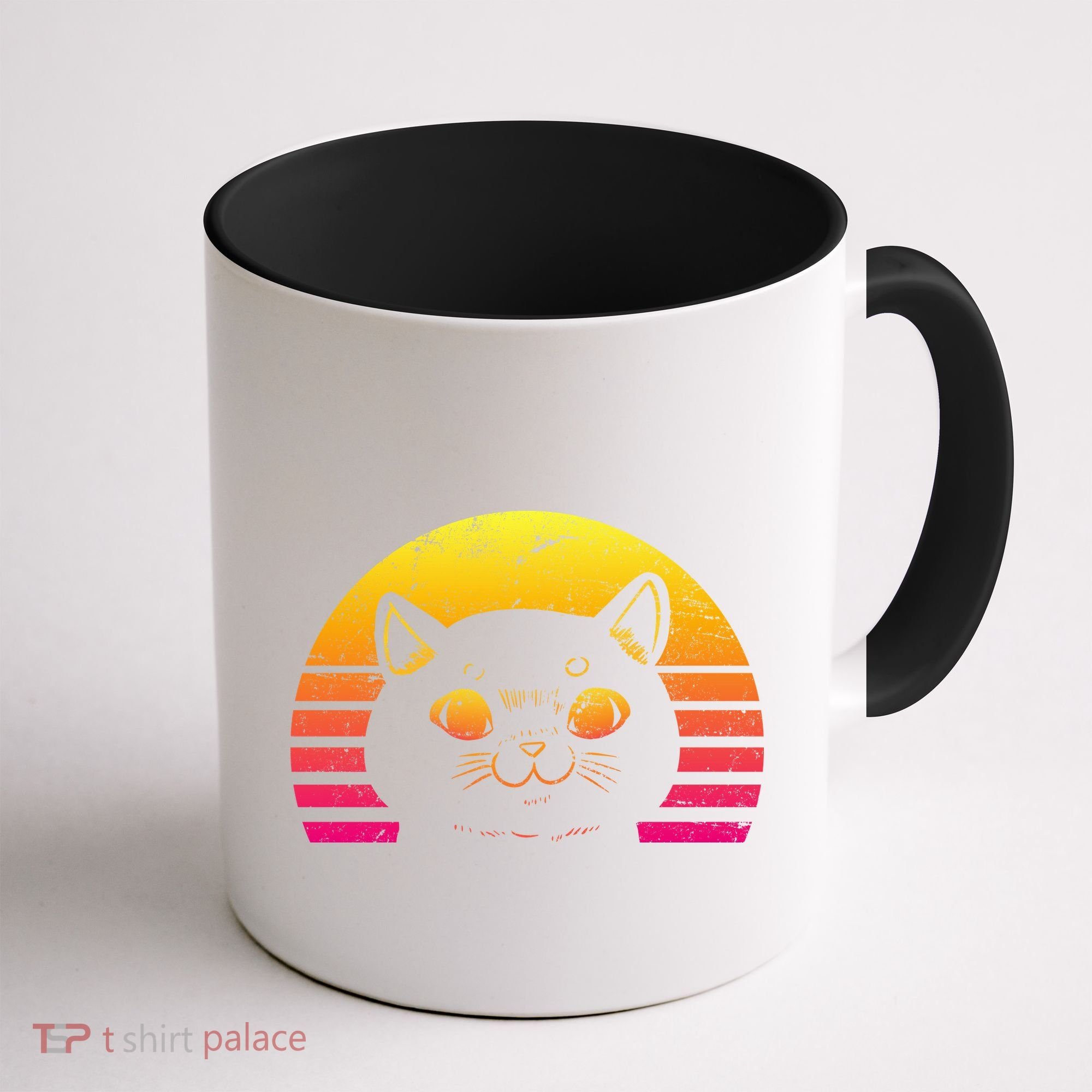 Cat Retro Sunset Coffee Mug