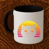 Cat Retro Sunset Coffee Mug thumb 2