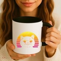 Cat Retro Sunset Coffee Mug thumb 3