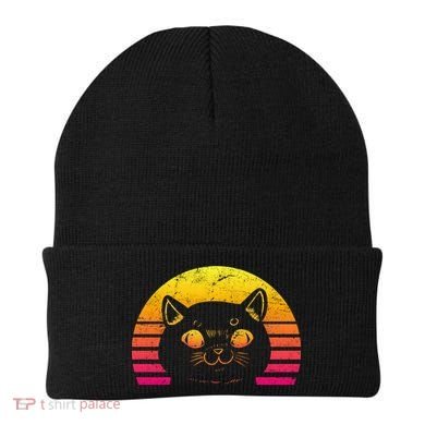 Cat Retro Sunset Beanie