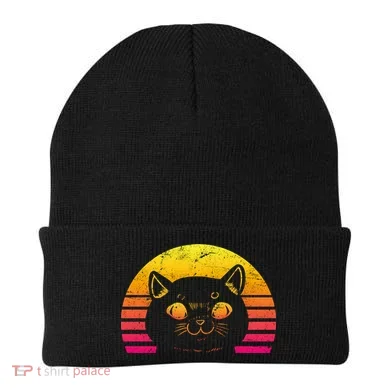Cat Retro Sunset Beanie