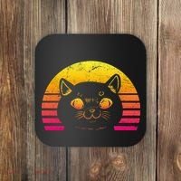 Cat Retro Sunset Coaster thumb 0