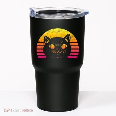 Cat Retro Sunset Tumbler