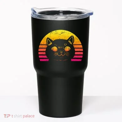 Cat Retro Sunset Tumbler